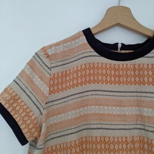 drop waist orange patterned dress